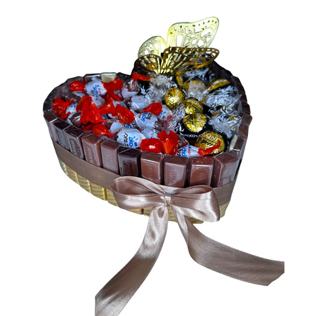 Tort Serce Lindor Z Najlepszych Słodyczy Prezentowy Kosz Box Zestaw Prezent na Urodziny Imieniny
